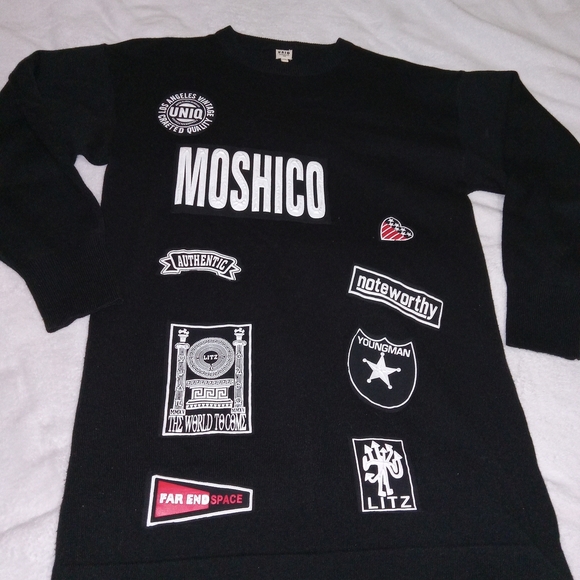 Uniq Other - Black Graphic Patchwork Sweatshirt Mens Size Medium Uniq Brand